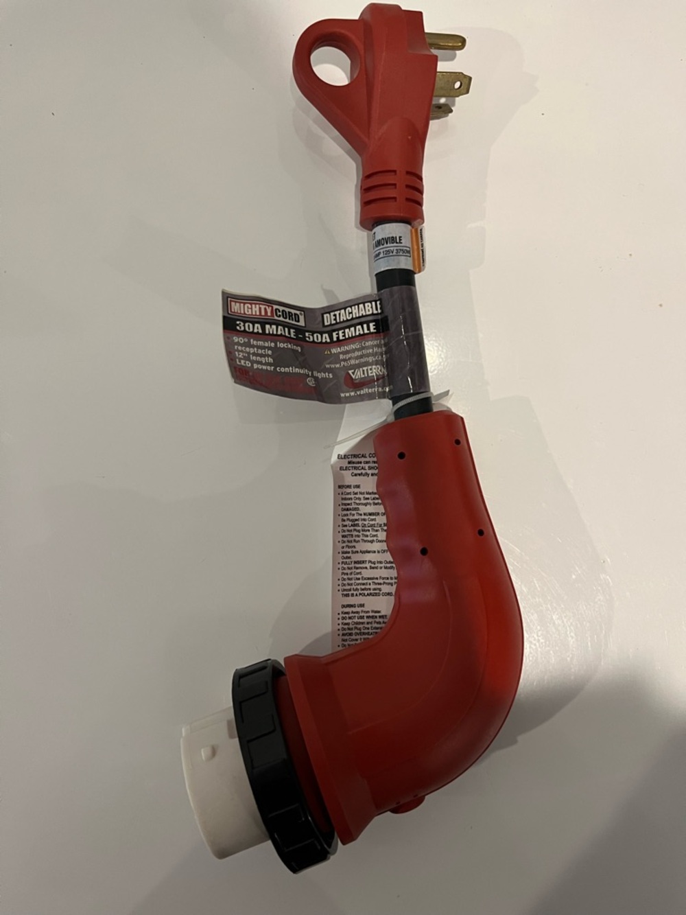 Mighty Cord 30A Male - 50A Female Detachable RV Power Adapter - Red